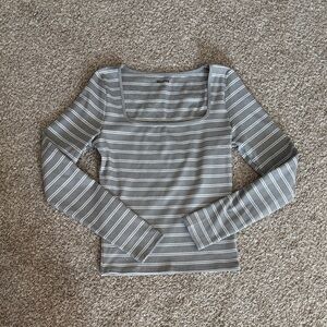 Hollister square neck striped long sleeve